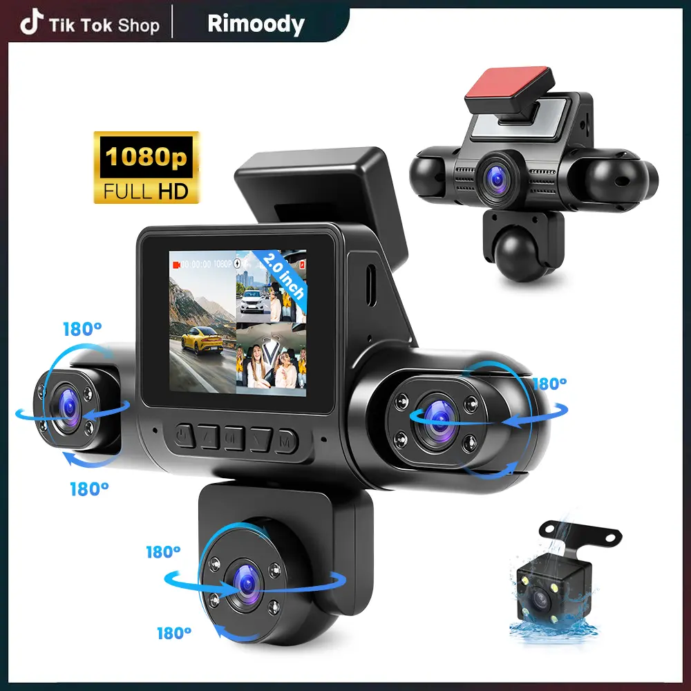 5 Channel Dash Cam, Front and Rear Inside Left Right Car Camera, 2 inch, , Loop Recording, 24H Parking Mode, Reverse View