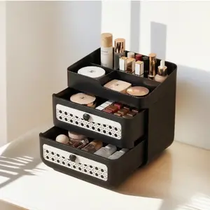 Vintage Rattan-Like Stackable Drawer Storage Box Divided Compartment on Top • Large Capacity • Smooth Drawers Ideal for rganizing Desktop Cosmetics & Daily Small Items