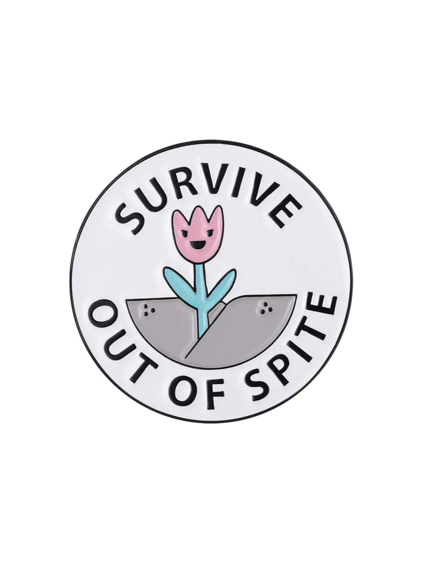 Cute Round Brooch Pin, Tulip and Inspirational Lettering Design Jewellery Brooch, Summer Fashion Jewelry for Men and Women, Holiday Gift, Daily Clothi