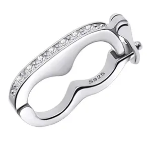 OHINGLT 925 Sterling Silver Necklace Clasp,Pearl Enhancer Push Clasp with Secure Lock,Strand Shortener Openable Lock Extender for Necklace Chain