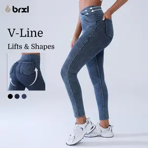 BRXL Jeans for Women Stretchy High Waisted Soft Crossover Jeggings Cotton Denim Leggings with Back Pockets Tummy Control Butt Lifting Comfort Fit No Gap Waistband All Day Wear for Casual Office Street Style Outfits-1