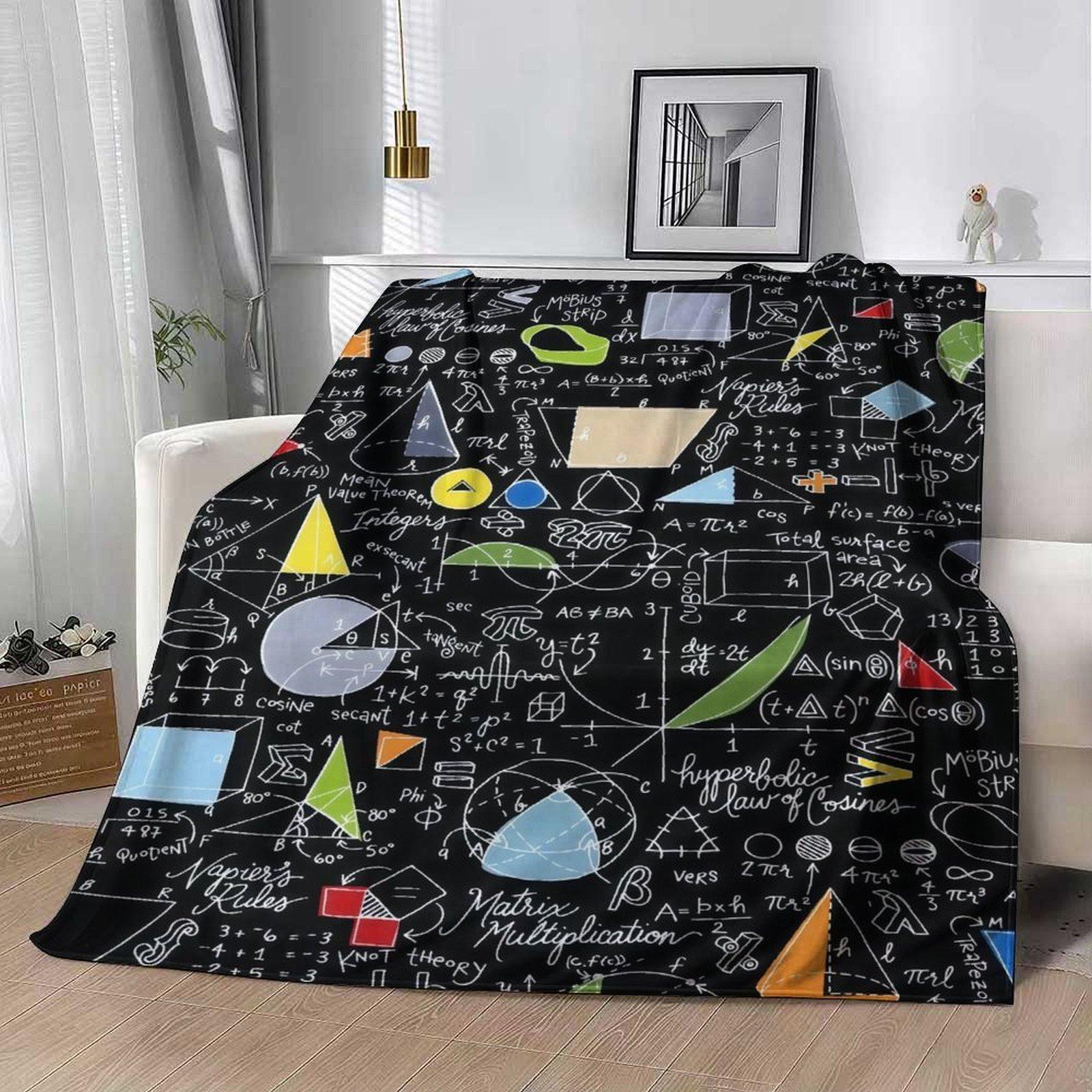Math Formulas & Geometry Chalkboard Throw Blanket ,  STEM Lover Gift  , Engineer & Teacher Gift