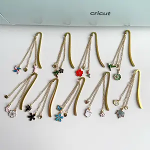 Gold Hook Bookmark with Charms - Book lover gift