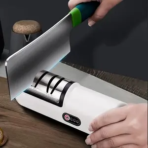 Rechargeable mini electric knife sharpener, a quick and convenient household sharpening tool, handheld sharpener, 2-stage sharpener, portable kitchen knife sharpener, kitchen knife sharpener (Color: Black)