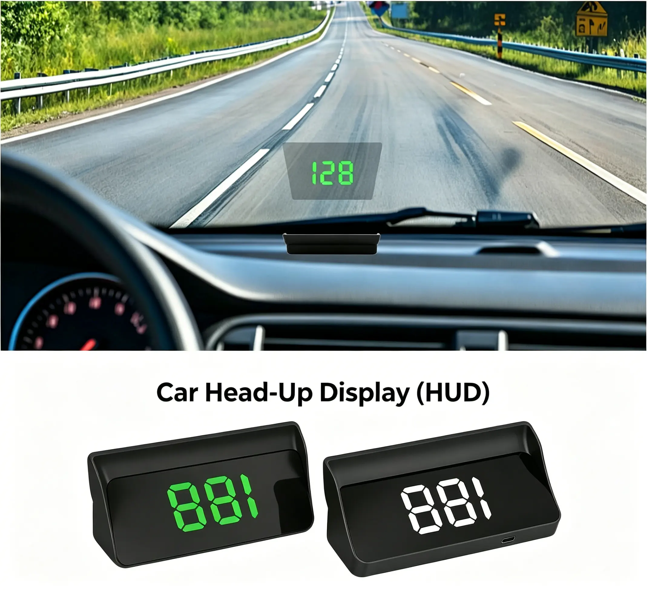 Universal Car Head-Up Display (HUD) - High Clarity Automotive Electronics Accessory, Realtime MPH Speed Monitoring, Easy-Read Numerals, Durable Digital Screen, for All Cars