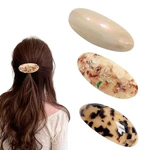 3 PCS Acetate Hair Barrettes for Women,French Barrette Hair Clips Tortoise Shell Hair Barrettes for Thin Thick Hair Large Hair Accessories Automatic Clasp Hairgrips