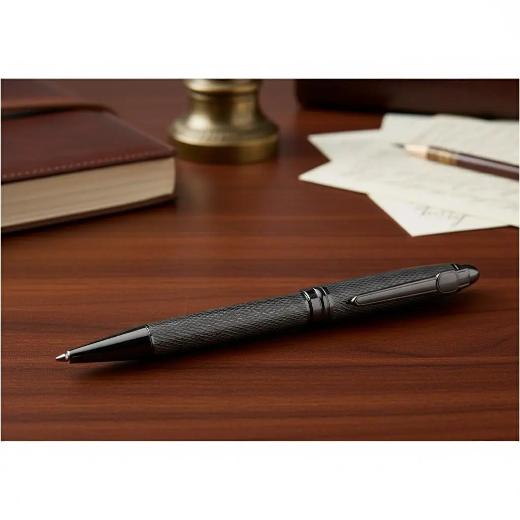 Smooth Writing Stainless Steel Retractable Ballpoint Pen - Medium Point for Office, Business, School Exams, Refillable Ink Cartridge, Premium Gift Box, Unisex Design for Men and Women.