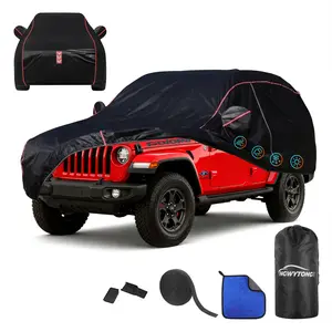 Car Cover for Jeep Wrangler 4-Door 2006-2025,All-Around Fastening 60s Quick-Install, 4 Upgrades for Car Cover Waterproof All Weather