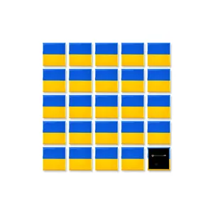 25 Pack - Ukrainian National Flag Pinback Button Badges - 2 Inch Square