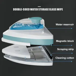 1 household magnetic window cleaner with dual water tanks and wiping system - automatic dual-sided cleaning, ABS structure, suitable for bathrooms, kitchens, living rooms, balconies, boats, RVs, shower doors - ideal for household and marine use