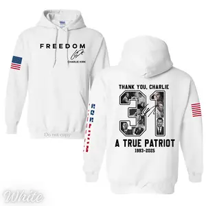 Thank You Charlie Kirk Memorial A True Patriot Shirt For Men - For Women, Freedom Pride Flag Sweatshirt, Memorial Gifts Hoodie, Casual Cotton Top
