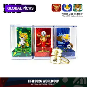 Official 2026 FIFA World Cup USA-Canada-Mexico Mascot Figure Set 3 Mascots + World Cup Keychain Featuring: Zayu (Mexico), Cluch (USA), Maple (Canada) Perfect gift for football fans, desk decor & car ornament 6cm Stadium Series A #GLOBAL PICKS