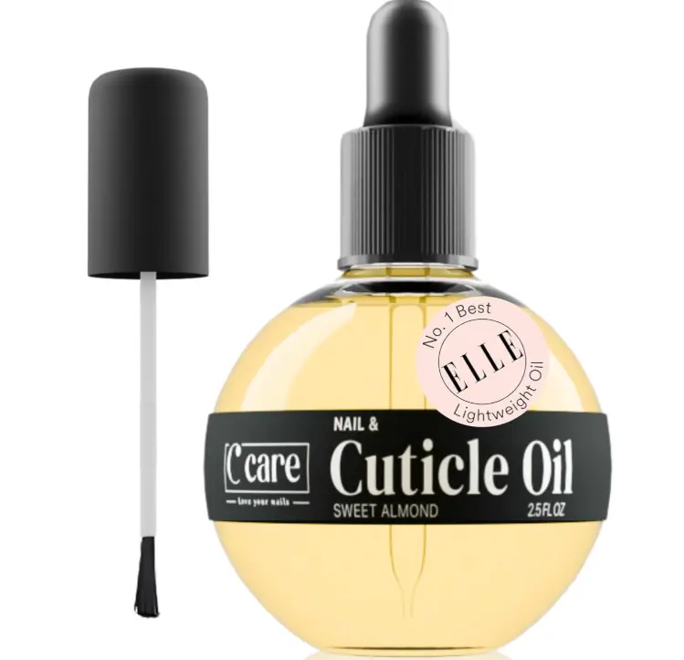 C CARE Sweet Almond Cuticle Oil for Nails, 2.5 oz – Overnight Cuticle Repair Oil for Dry Cuticles, Nail Strengthener & Moisturizer, Includes Dropper & Brush