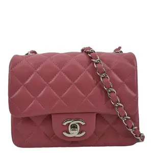 Pre-owned CHANEL Leather Crossbody Bags Mini Square Flap Crossbody Bag Pink