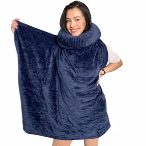 The Wander Pillow Travel Neck Pillow with Built-in Blanket Storage Micro Mink Memory Foam 11.8"x11.5"x3.5 Inches Includes 31x47 Inch Blanket for Comfortable Travel