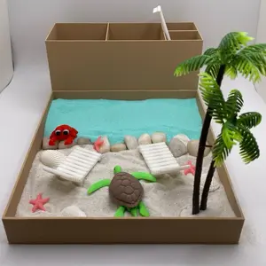 Caribbean Beach Zen Garden, Mini Desk Decor, Sensory Calming Sand Garden for Desk, Fidget Stress Relief, Office Decor