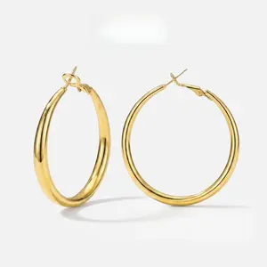 Gold Silver Hoop Earrings for Women Hypoallergenic Stainless Steel Lightweight Large Small Hoops Set 30mm 40mm 50mm 60mm Daily Wear Gift for Girlfriend Wife Mom