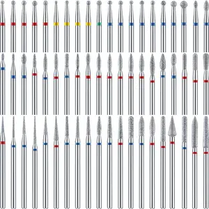 Honoson 60 Pieces Diamond Nail Drill Bit Set for Nail Drill E-file 3/32 Inch Cuticle Clean Bit Ceramic Manicure Pedicure Remover Tools for Acrylic Manicure Pedicure Home Salon Use