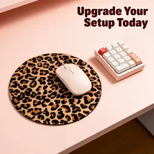 Fashion Leopard Print Round Mouse Pad, Non-Slip Rubber Base, Small Desktop Mat for PC/laptop, Gaming/mouse Pad, Gift for Women, 7.87 Inches