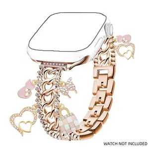 Fashionable Metal Watch Band, Watch Band with Apple Watch Accessories Charms for iWatch Series 10 9 8 7 6 5 4 3 2 1 SE, Watch Accessories, Wearable