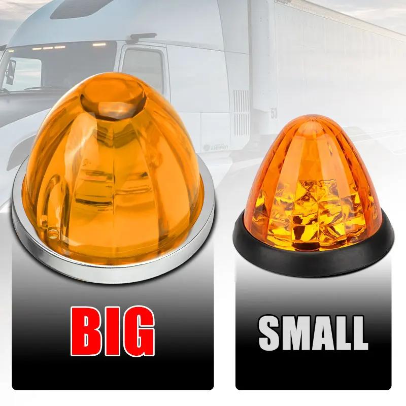 2PCS LED Truck  Side Marker Lights 12V/24V Waterproof Amber Glass Clearance Lights for Trailer, Lorry, Pickup – Turn Signal Indicator Watermelon Design Car Chassis Lamp   Truck accessories