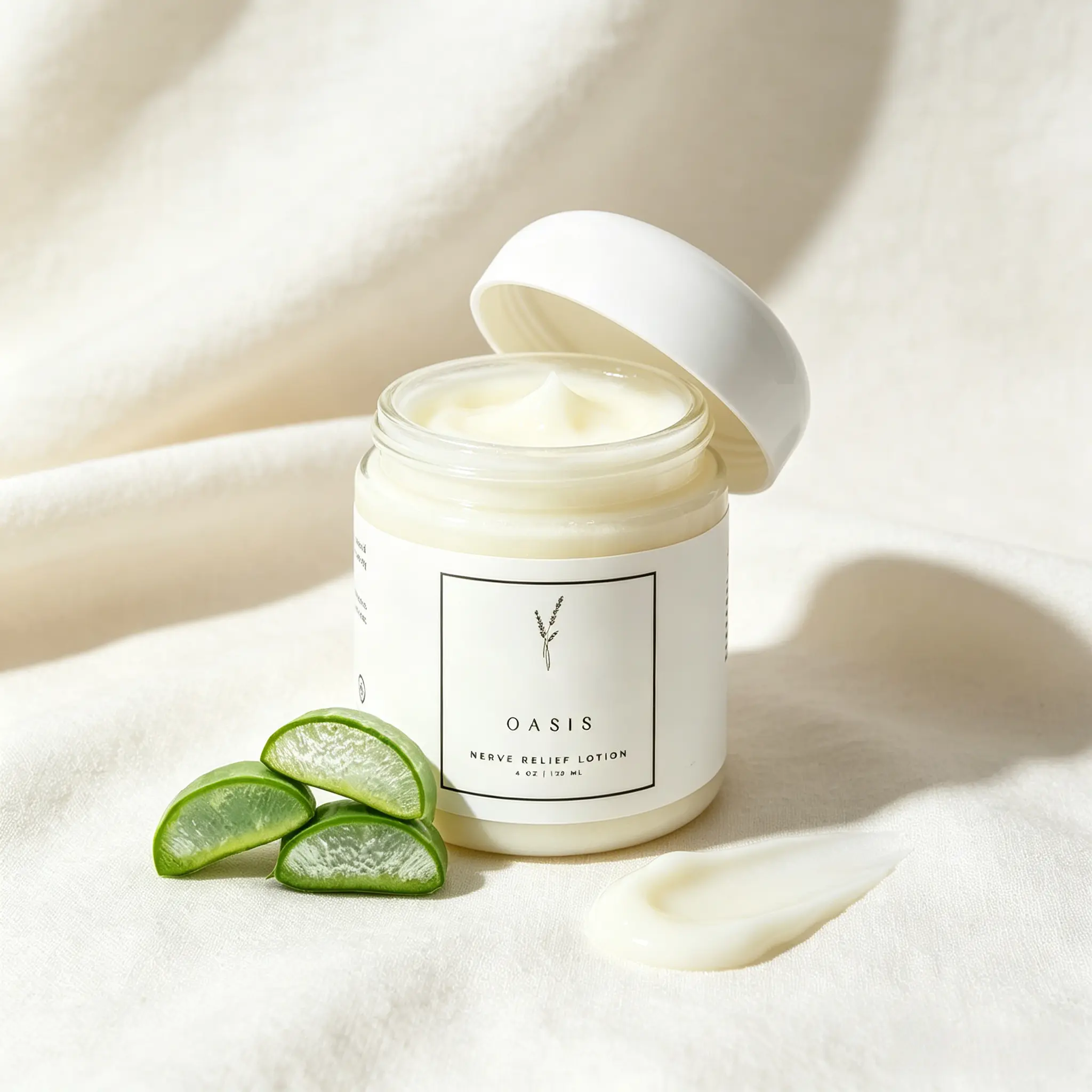 Nerve Soothing Lotion 4oz/120mL - Moisturizing Formula with Magnesium Chloride & Natural Ingredients, Fragrance-Free Gentle Body Lotion for Foot & Leg Care, All-Day Moisture & Neuropathy Comfort Sleepy Body Lotion, Body Care, Moisturizers Daily, Feet Legs