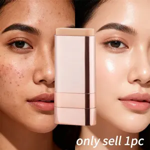 Foundation Stick for Concealer & Glow Base, 2-in-1 Light Translucent Foundation with Brush, Long-lasting Full Coverage Foundation for Flawless Look