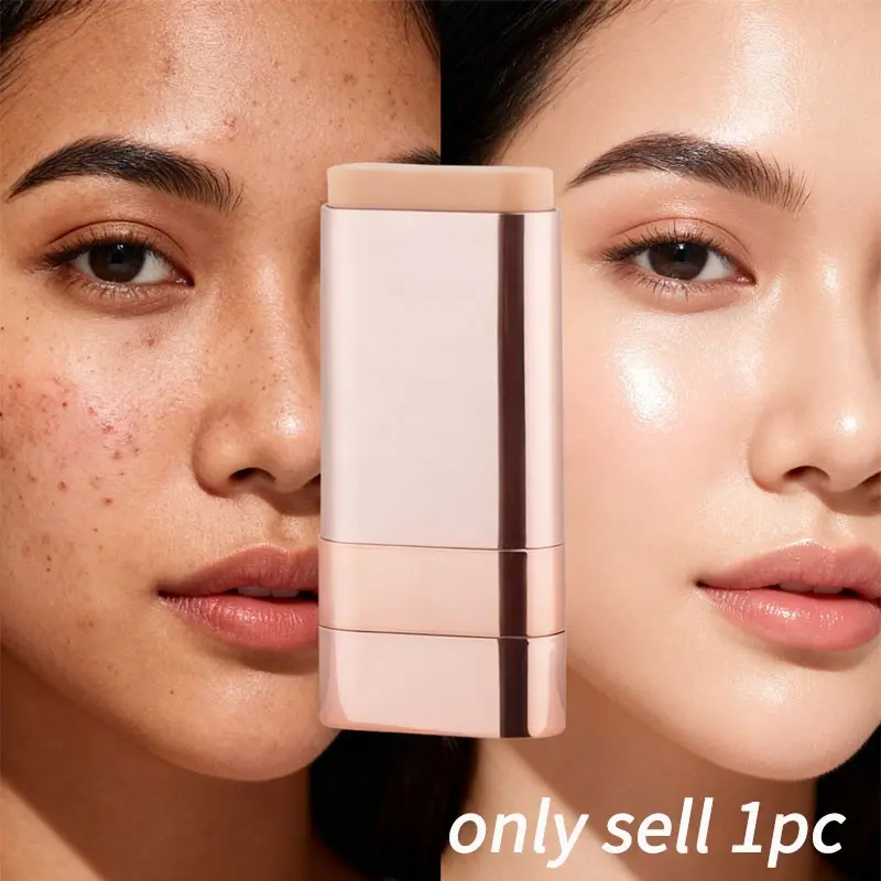 Foundation Stick for Concealer & Glow Radiance Base, 2-in-1 Light Translucent Makeup Foundation with Brush, Long-lasting All Day Full Coverage Foundation for Flawless Look