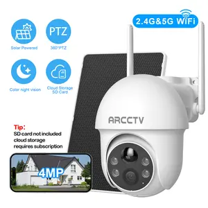 ARCCTV APP 4MP Security Camera Wireless Outdoor,2.4G&5G WiFi,Solar CCTV Camera,360° View,Smart Siren,Color Night Vision,Human Detection,2-Way Talk