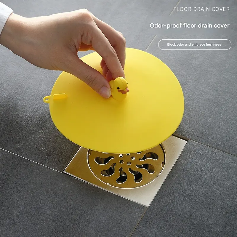 Cartoon Duck Silicone Drain Cover - Anti-Odor Sink Plug for Kitchen & Bathroom, Hair Stopper & Drain Protector