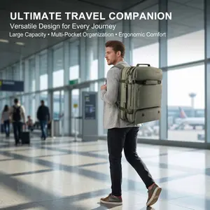 Large capacity travel backpack, vacuum travel backpack, suitable for teenagers and middle-aged men and women, multi angle, fashionable, convenient three in one, USB interface pocket, large capacity business travel backpack. (Green)