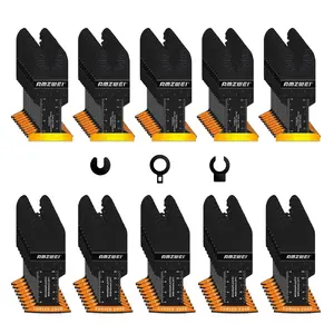 100PCS Oscillating Tool Blades, Titanium & HCS Oscillating Saw Blades for Metal/Wood/Plastic Cutting, Curved Edge Multi Tool Blades Fit for Dewalt, Milwaukee, Dremel, Ryobi, RockwellQuesear