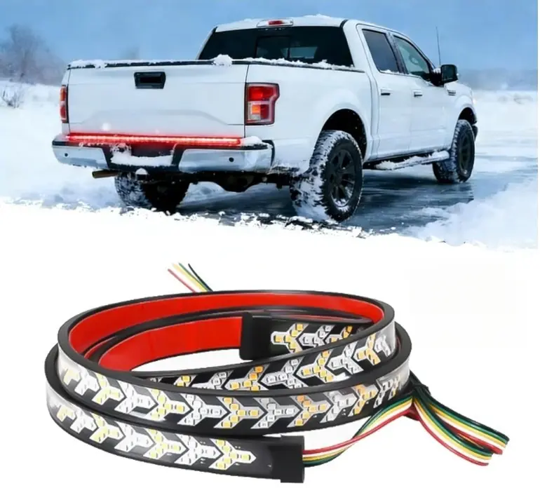 Fishbone Tailgate LED Light Bar, Car Tailgate Light, Sequential Turn Signal Brake Strobe Lamp, Waterproof Easy Install Universal Rear Light for Car SUV Truck Van Trailer