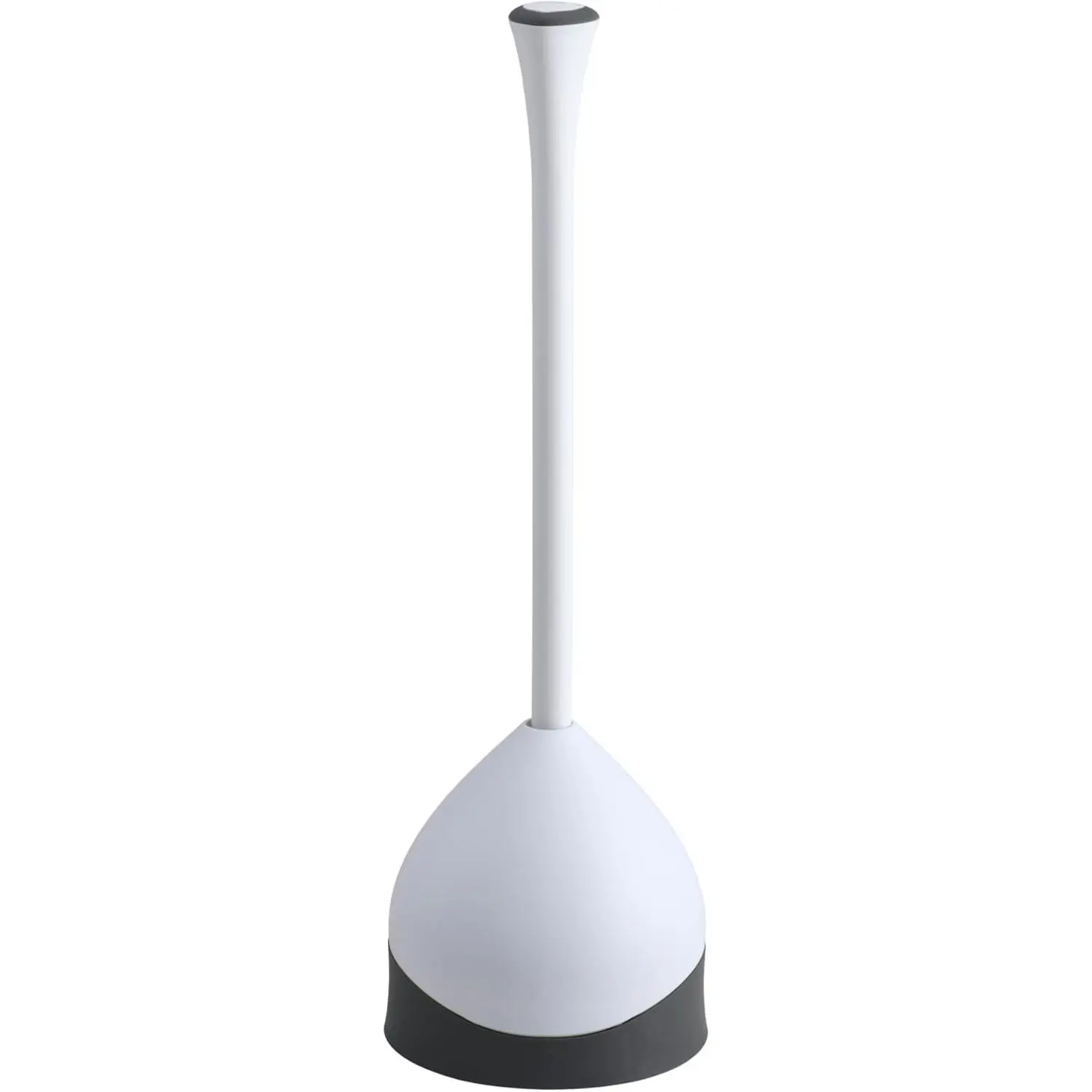 Clorox Toilet Plunger with Hideaway Holder Caddy Heavy-Duty Compact Design with Non-Skid Rubber Base for Bathroom Convenient Storage Toilet Unclogger, 6.5x19.5-Inch, White