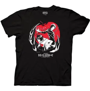 Death Note L & Light Red Apple T-Shirt, Death Note Shirt, Manga Anime Tshirt, Anime Clothing, Vintage Graphic Tees, Unisex Gothic Grunge Y2k Emo Scene Amity Affliction Style Clothes Gifts for Men Women Streetwear Menswear Womenswear