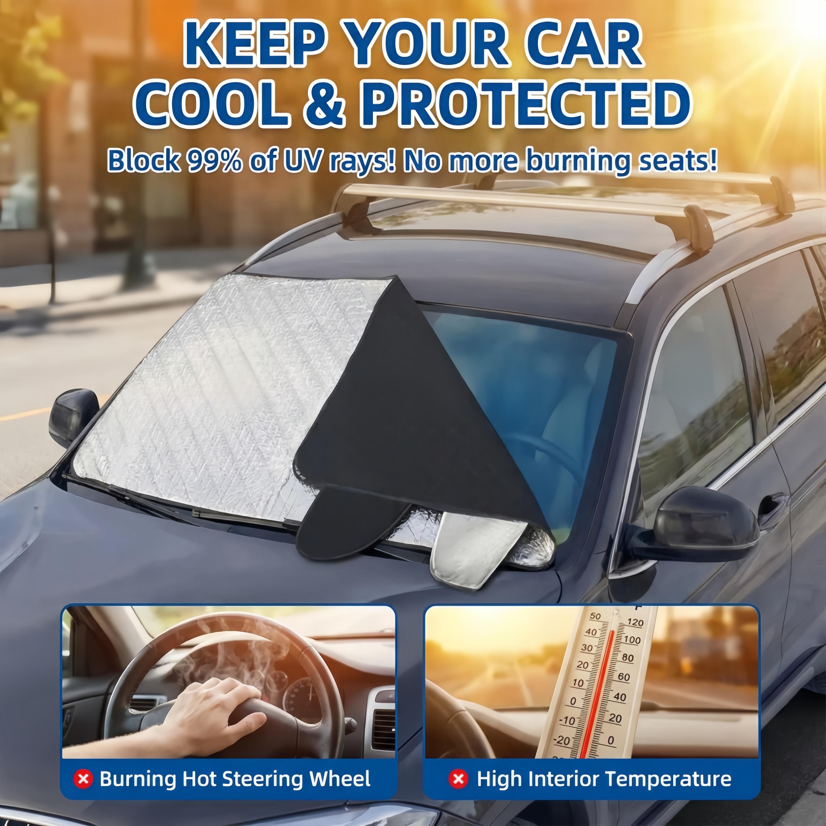 Car Windshield Cover, Heavy Duty Thick Protective Windscreen Cover - Snow Ice Frost Sun UV Dust Water Resistent - Pefect Fit for Cars SUVs All Years Summer/Winter