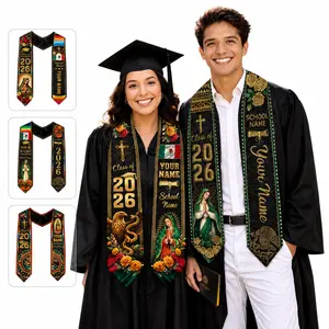 Custom Aztec Mexican Graduation Stole 2026, Personalized Satin Mexico Flag Sash, Virgen de Guadalupe Senior Graduation Gift