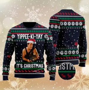 Yippee-Ki-Yay It's Christmas Quotes 3D T-shirt, Iconic 80s Movie Ugly Christmas Sweater