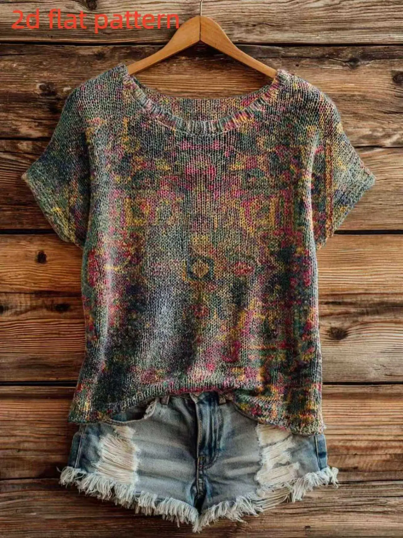 Women's Sleeveless Sweater, Elegant Slim-Fitting Round Neck Top, All over Print Digital Printing, Fashionable Summer Casual Elegant Knitwear, Knitting, Casual Fitted Knitwear, Fashion Knitwear Clothing, Womenswear