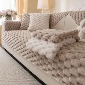 1pc Sofa Cover Soft Plush Sofa Cushion Cover, Pet-Friendly Faux Fur Protector, Sofa Couch Protector, Decorative Home Office Living Room Accessory, Durable & Stylish Design