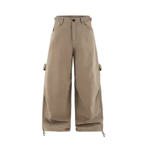 Inflation baggy pants Fashion American Style Pleated Workwear Trousers Autumn New Trendy Brand Adjustable Versatile Loose Casual Pants baggy pants All Season Performance Pant Menswear Beige Plain Pocket Bottoms Womenswear Street wear