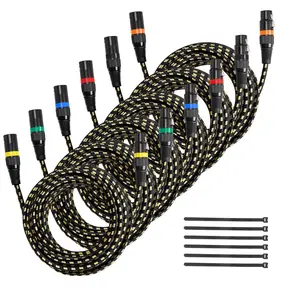 XLR Cable 25 Ft Shielded Balanced DMX Male To Female Microphone Cable, 6-Pack, Gold-Plated 3-Pin XLR Cables For Stage Lighting, Microphones, Amplifiers, Mixers, PA And Speaker Systems