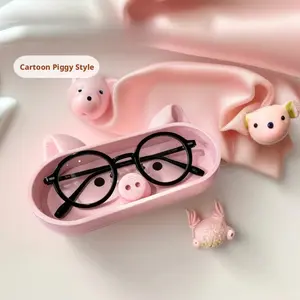 Cute Pig Eyeglasses Holder, 3D Printed Cartoon Piggy Glasses Stand, Fun Desk Organizer for Sunglasses/Reading Glasses, Kawaii Home & Office Decor, Unique Gift Idea