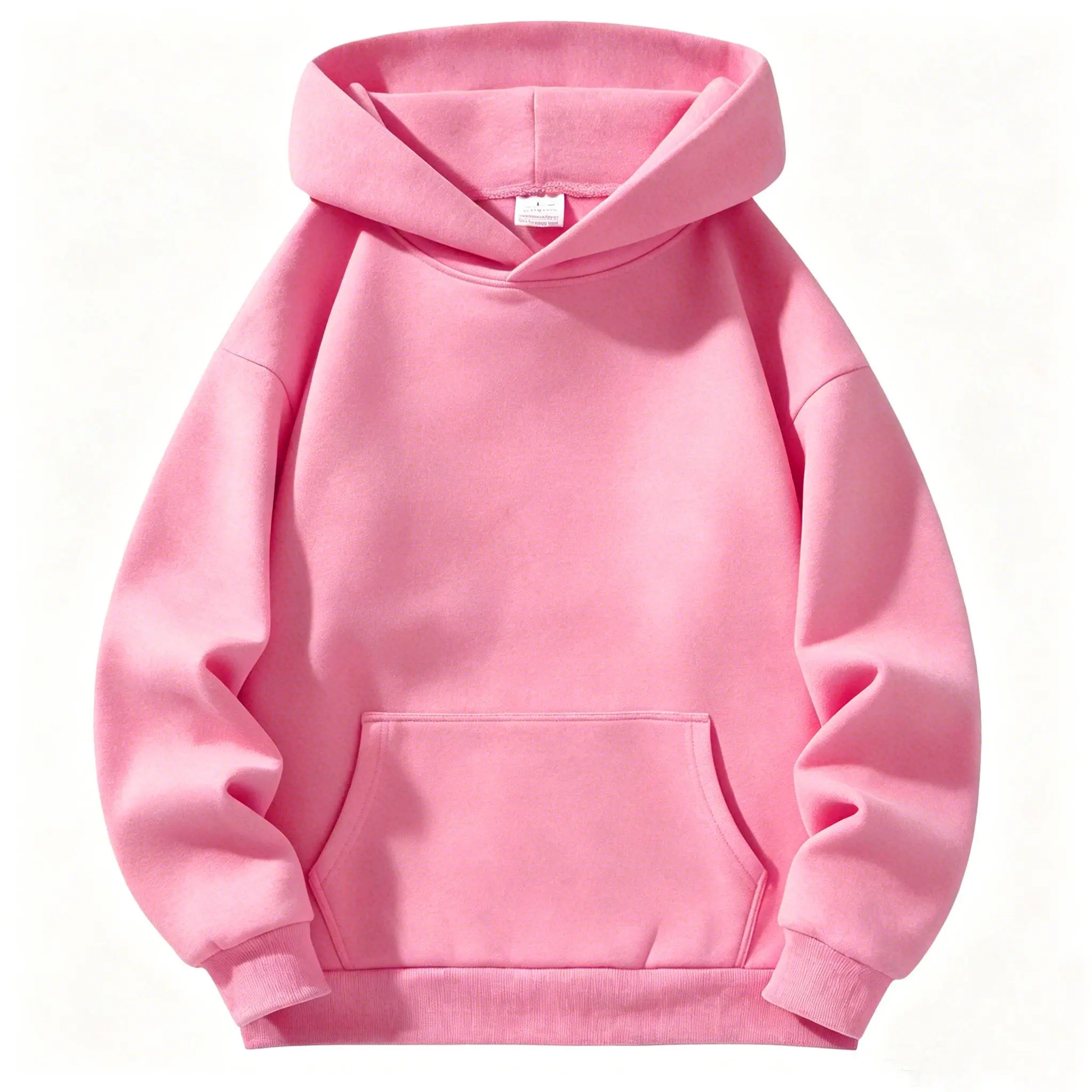 Men’s Solid-Color Terry Knit Basic Pullover Hoodie Sweatshirt - Relaxed Drop-Shoulder, Kangaroo Pocket, Multi-Color Options, Casual American Style for Everyday Wear & Commuting, Versatile Layering or Standalone Top Menswear Small
