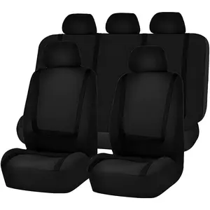 Car Seat Cover Full Set, Soft Breathable Vehicle Front and Rear Split Bench Seat Protector, Comfortable Auto Interior Chair Protection Cover Cushion, Universal for Truck SUV Sedan (Black)