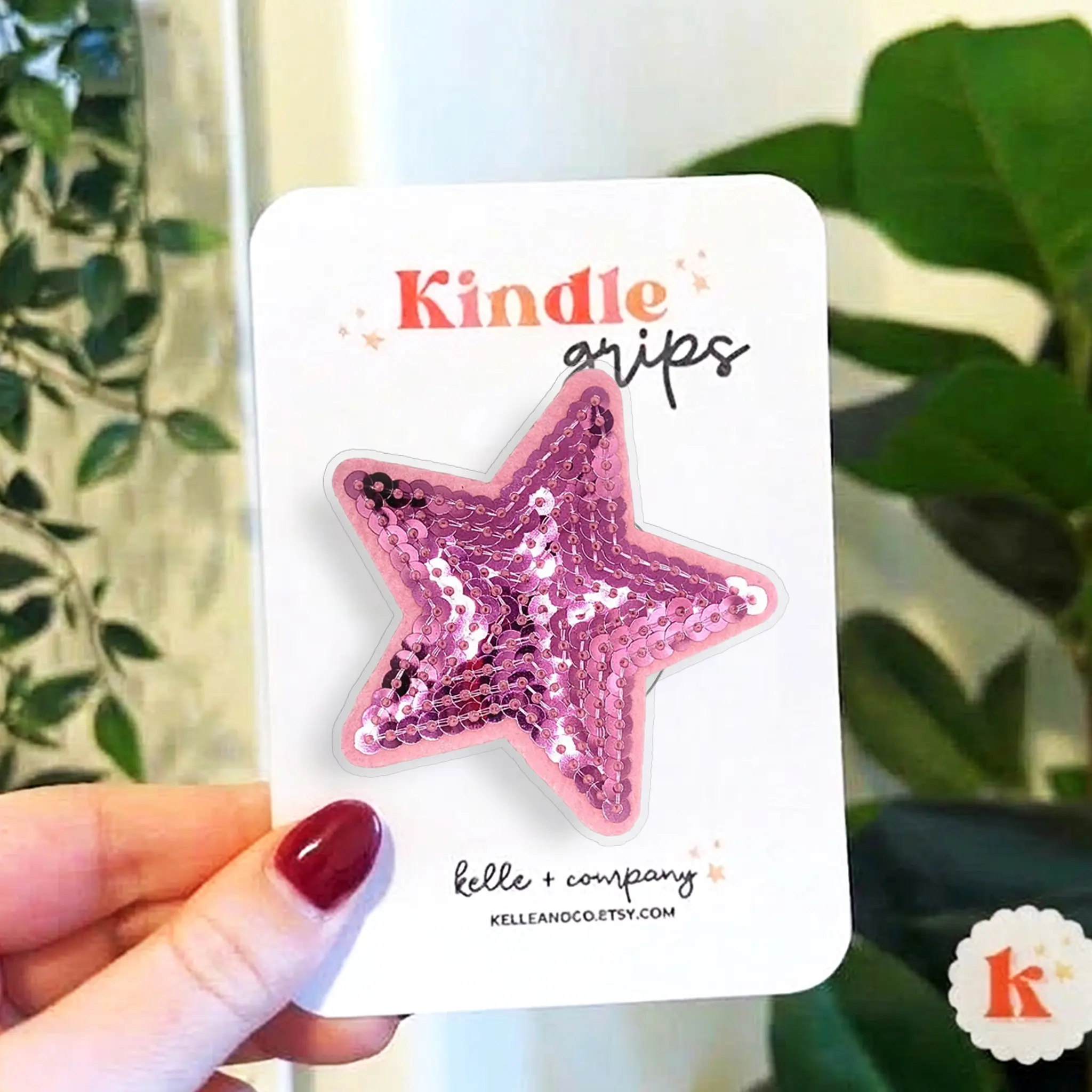 Cute Pink Sequin Star Phone Grip Holder | Aesthetic Glitter Popsocket Stand | Y2K Sparkly Phone Accessories for Women Girls iPhone Android