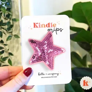 Cute Pink Sequin Star Phone Grip Holder | Aesthetic Glitter Popsocket Stand | Y2K Sparkly Phone Accessories for Women Girls iPhone Android