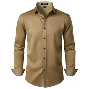 JEMITOP Men's Stretch Multi-Use Long Sleeve Dress Shirts Party Prom Wedding Shirts with Slight Sheen