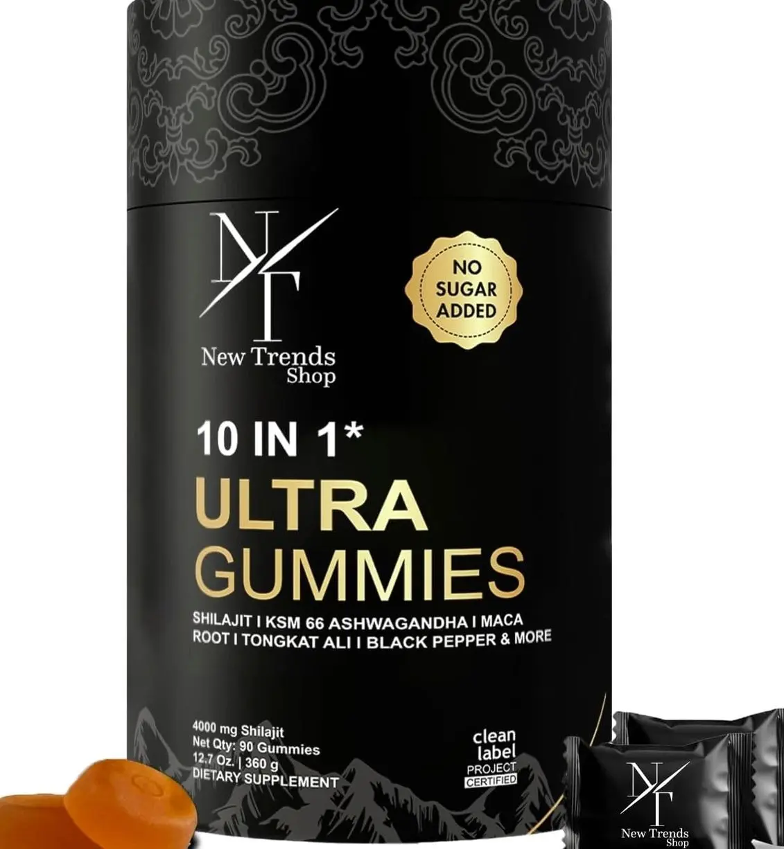 Shilajit Gummies 10-in-1 Ultra Shilajit Gummies | 4000 mg Pure Shilajit, Tongkat Ali, Maca Root, 75% Fulvic Acid | Sugar-Free Vegan, 85+ Trace Minerals | 90 Pack