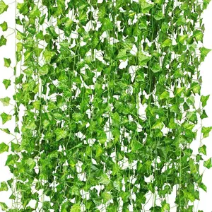 12 Pack 84Ft Artificial Ivy Garland, Fake Vines UV Resistant Greenery Leaves Fake Plants Hanging Aesthetic Vines for Home Bedroom Party Garden Wall Room Decor